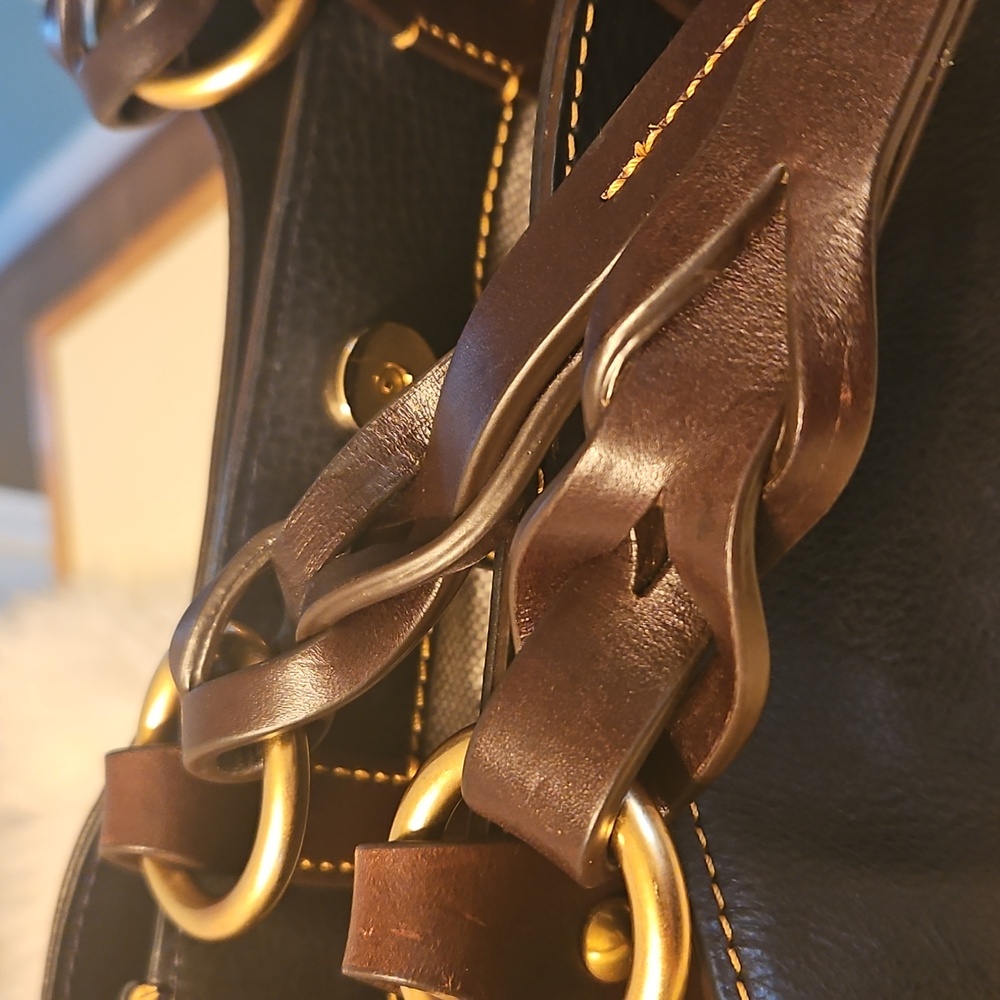 Dooney & Bourke Navy Barlow Bag  Florentine Leather - LARGE ZIPPERED - Picture 5 of 12